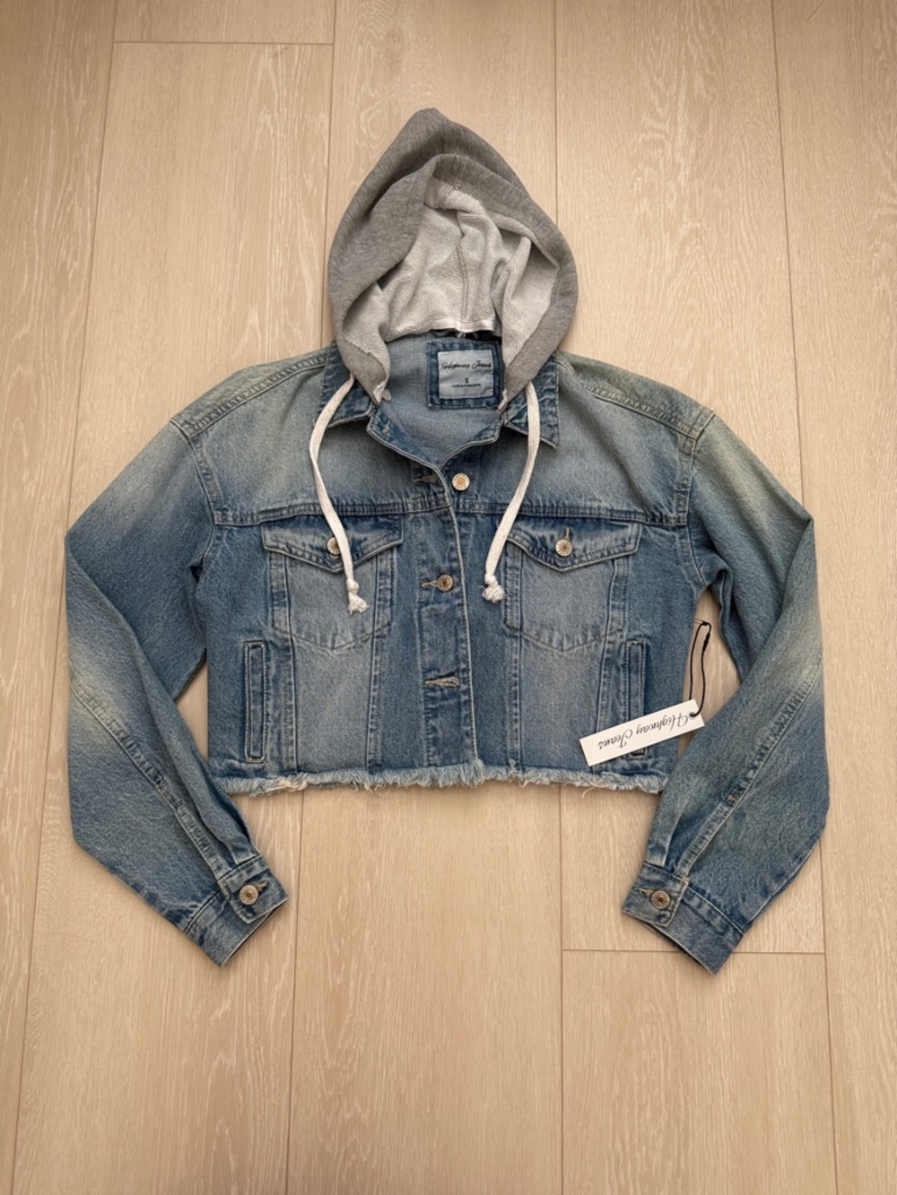 Highway Jeans Light Blue Denim Jacket with Gray Hood